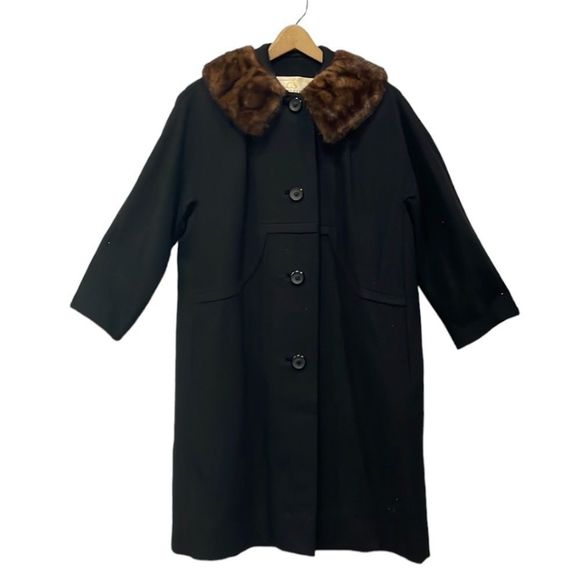 Vintage 1960s‎ Cain-Sloan Nashville Wool Coat Fur Collar Women’s Sz Lg - Picture 2 of 10